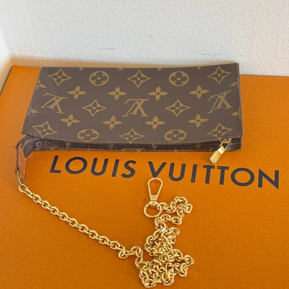 Louis Vuitton Brown and Gold Monogram Clutch size 8x4